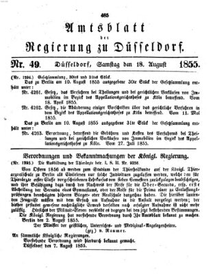 Amtsblatt für den Regierungsbezirk Düsseldorf Samstag 18. August 1855
