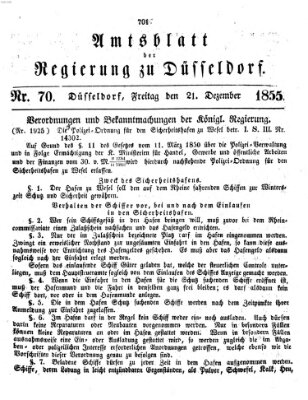 Amtsblatt für den Regierungsbezirk Düsseldorf Freitag 21. Dezember 1855