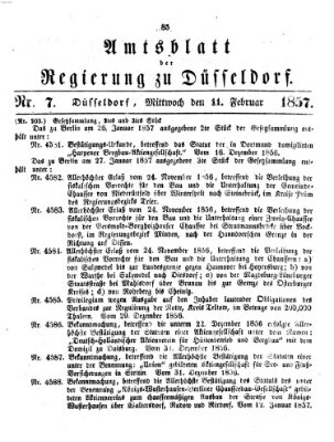 Amtsblatt für den Regierungsbezirk Düsseldorf Mittwoch 11. Februar 1857