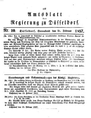 Amtsblatt für den Regierungsbezirk Düsseldorf Samstag 21. Februar 1857