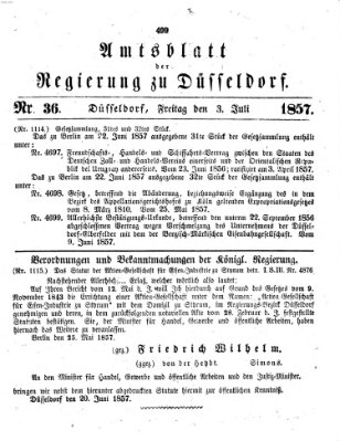 Amtsblatt für den Regierungsbezirk Düsseldorf Freitag 3. Juli 1857