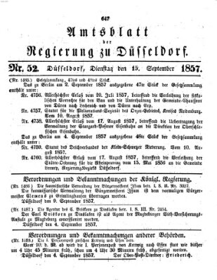 Amtsblatt für den Regierungsbezirk Düsseldorf Dienstag 15. September 1857
