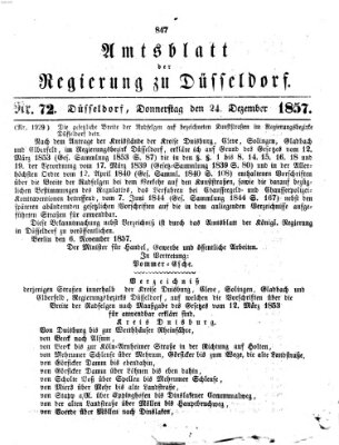 Amtsblatt für den Regierungsbezirk Düsseldorf Donnerstag 24. Dezember 1857