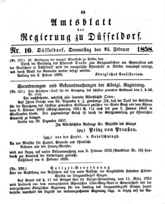 Amtsblatt für den Regierungsbezirk Düsseldorf Donnerstag 25. Februar 1858