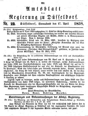 Amtsblatt für den Regierungsbezirk Düsseldorf Samstag 17. April 1858