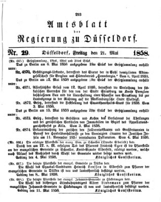 Amtsblatt für den Regierungsbezirk Düsseldorf Freitag 21. Mai 1858
