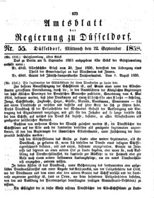 Amtsblatt für den Regierungsbezirk Düsseldorf Mittwoch 22. September 1858
