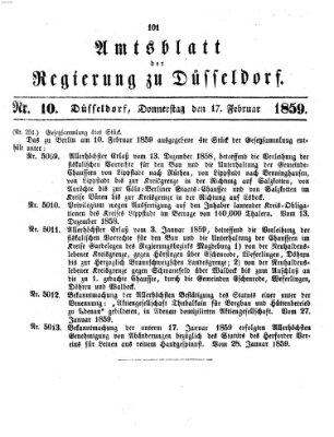 Amtsblatt für den Regierungsbezirk Düsseldorf Donnerstag 17. Februar 1859