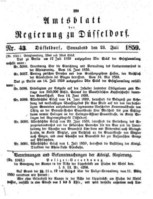 Amtsblatt für den Regierungsbezirk Düsseldorf Samstag 23. Juli 1859