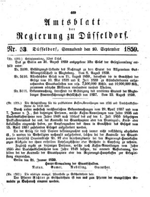 Amtsblatt für den Regierungsbezirk Düsseldorf Samstag 10. September 1859