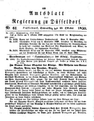 Amtsblatt für den Regierungsbezirk Düsseldorf Donnerstag 20. Oktober 1859