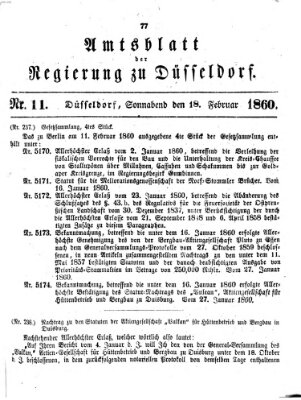 Amtsblatt für den Regierungsbezirk Düsseldorf Samstag 18. Februar 1860