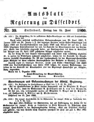 Amtsblatt für den Regierungsbezirk Düsseldorf Freitag 29. Juni 1860