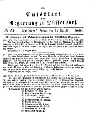 Amtsblatt für den Regierungsbezirk Düsseldorf Freitag 24. August 1860