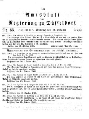 Amtsblatt für den Regierungsbezirk Düsseldorf Mittwoch 31. Oktober 1860