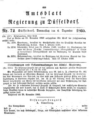 Amtsblatt für den Regierungsbezirk Düsseldorf Donnerstag 6. Dezember 1860