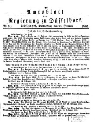 Amtsblatt für den Regierungsbezirk Düsseldorf Donnerstag 28. Februar 1861