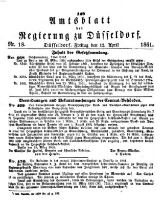 Amtsblatt für den Regierungsbezirk Düsseldorf Freitag 12. April 1861