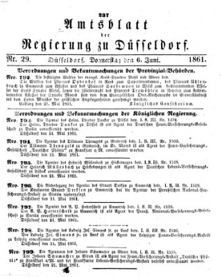Amtsblatt für den Regierungsbezirk Düsseldorf Donnerstag 6. Juni 1861