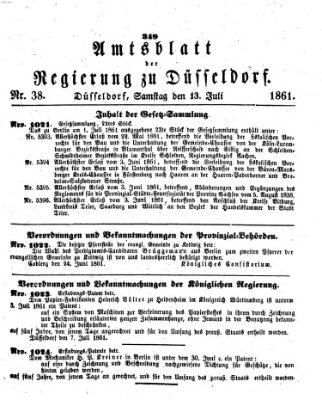 Amtsblatt für den Regierungsbezirk Düsseldorf Samstag 13. Juli 1861