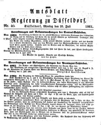 Amtsblatt für den Regierungsbezirk Düsseldorf Montag 22. Juli 1861
