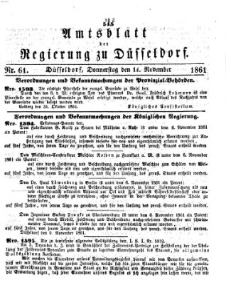 Amtsblatt für den Regierungsbezirk Düsseldorf Donnerstag 14. November 1861