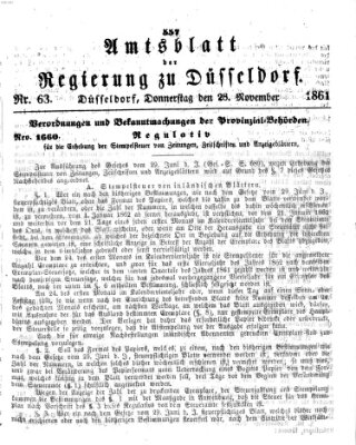 Amtsblatt für den Regierungsbezirk Düsseldorf Donnerstag 28. November 1861