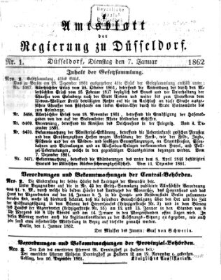 Amtsblatt für den Regierungsbezirk Düsseldorf Dienstag 7. Januar 1862