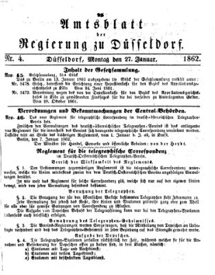 Amtsblatt für den Regierungsbezirk Düsseldorf Montag 27. Januar 1862