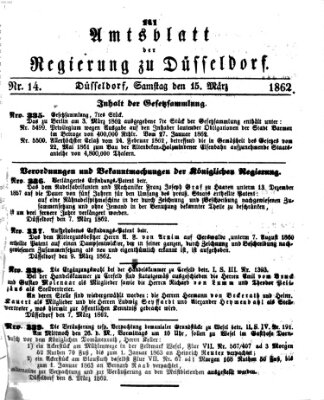 Amtsblatt für den Regierungsbezirk Düsseldorf Samstag 15. März 1862
