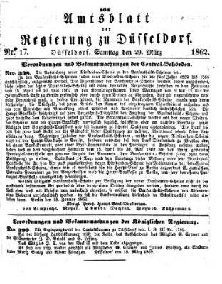 Amtsblatt für den Regierungsbezirk Düsseldorf Samstag 29. März 1862
