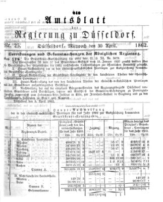 Amtsblatt für den Regierungsbezirk Düsseldorf Mittwoch 30. April 1862