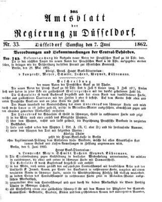 Amtsblatt für den Regierungsbezirk Düsseldorf Samstag 7. Juni 1862