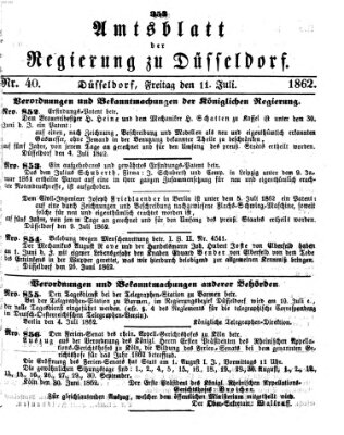 Amtsblatt für den Regierungsbezirk Düsseldorf Freitag 11. Juli 1862