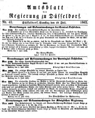 Amtsblatt für den Regierungsbezirk Düsseldorf Samstag 19. Juli 1862