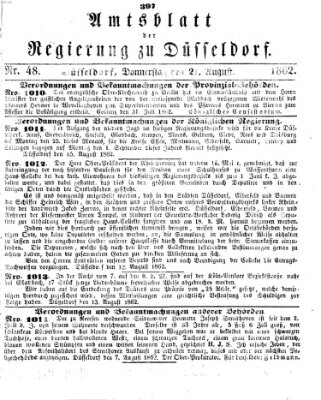 Amtsblatt für den Regierungsbezirk Düsseldorf Donnerstag 21. August 1862