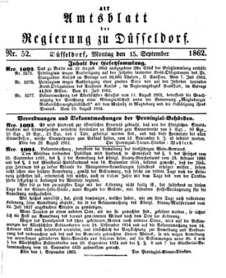 Amtsblatt für den Regierungsbezirk Düsseldorf Montag 15. September 1862