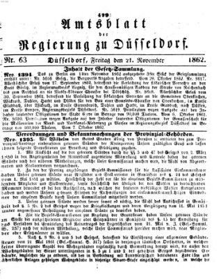 Amtsblatt für den Regierungsbezirk Düsseldorf Freitag 21. November 1862