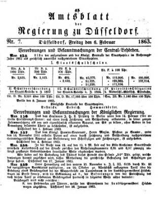Amtsblatt für den Regierungsbezirk Düsseldorf Freitag 6. Februar 1863