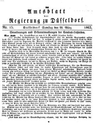 Amtsblatt für den Regierungsbezirk Düsseldorf Samstag 21. März 1863