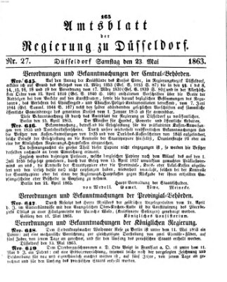 Amtsblatt für den Regierungsbezirk Düsseldorf Samstag 23. Mai 1863
