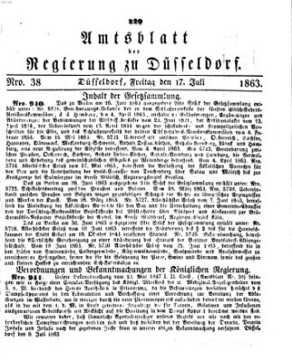 Amtsblatt für den Regierungsbezirk Düsseldorf Freitag 17. Juli 1863
