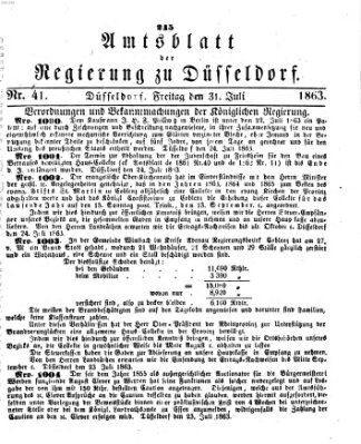 Amtsblatt für den Regierungsbezirk Düsseldorf Freitag 31. Juli 1863