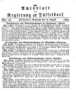 Amtsblatt für den Regierungsbezirk Düsseldorf Mittwoch 19. August 1863