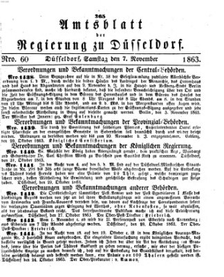 Amtsblatt für den Regierungsbezirk Düsseldorf Samstag 7. November 1863