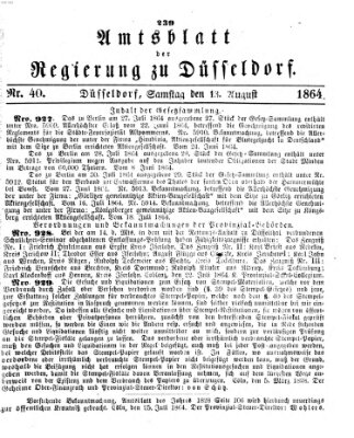 Amtsblatt für den Regierungsbezirk Düsseldorf Samstag 13. August 1864