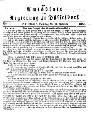 Amtsblatt für den Regierungsbezirk Düsseldorf Samstag 11. Februar 1865