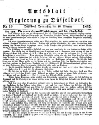 Amtsblatt für den Regierungsbezirk Düsseldorf Donnerstag 16. Februar 1865