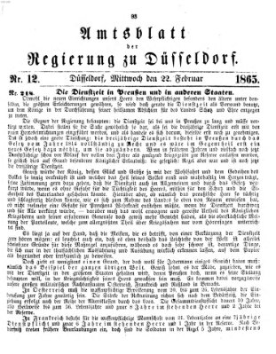 Amtsblatt für den Regierungsbezirk Düsseldorf Mittwoch 22. Februar 1865