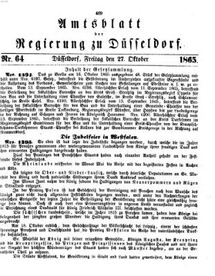 Amtsblatt für den Regierungsbezirk Düsseldorf Freitag 27. Oktober 1865